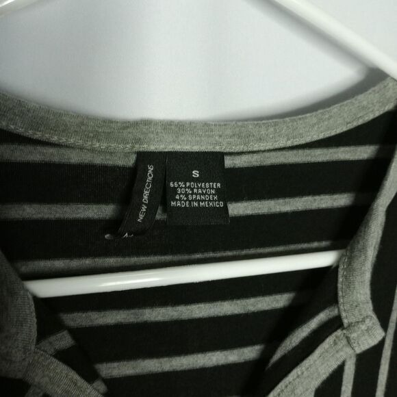 New Directions V Neck Rayon 3/4 Slve Tunic Multi Direction Stripe Long Blouse Sm - Picture 4 of 4